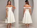 Modern White Mini Short Wedding Dress with an A-Line Cut for a Sleek and Elegant Silhouette New Satin white