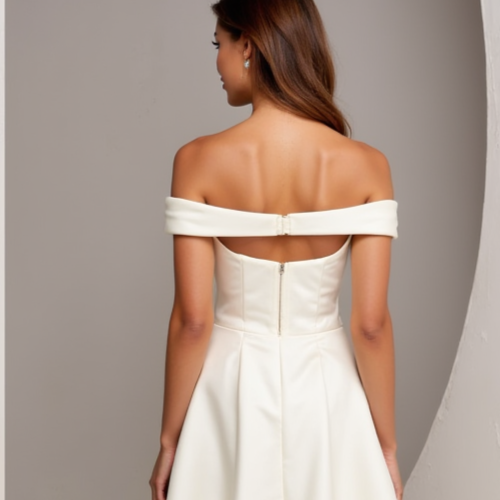 Modern White Mini Short Wedding Dress with an A-Line Cut for a Sleek and Elegant Silhouette New Satin white