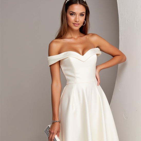 Modern White Mini Short Wedding Dress with an A-Line Cut for a Sleek and Elegant Silhouette New Satin white