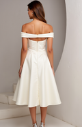 Modern White Mini Short Wedding Dress with an A-Line Cut for a Sleek and Elegant Silhouette New Satin white