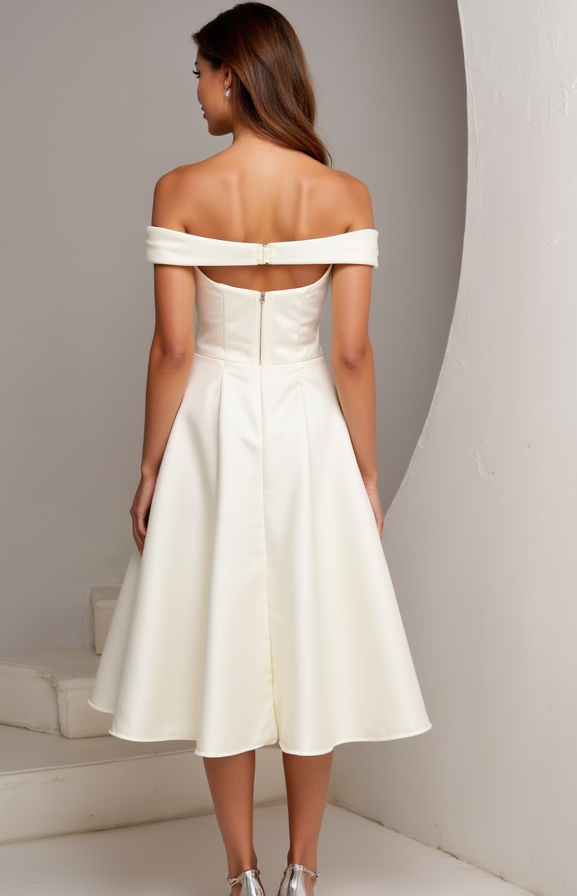 Modern White Mini Short Wedding Dress with an A-Line Cut for a Sleek and Elegant Silhouette New Satin white