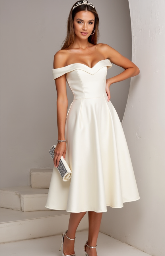 Modern White Mini Short Wedding Dress with an A-Line Cut for a Sleek and Elegant Silhouette New Satin white