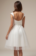 Chic White Mini Short Wedding Dress with a Pleated Skirt for an Elegant and Flattering Fit New Satin white