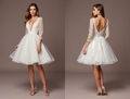 Playful White Mini Short Wedding Dress with a Square Neckline for a Vintage-Inspired Look mesh New Satin white