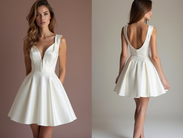 Elegant White Mini Short Wedding Dress with a Sheer Lace Back for a Touch of Romance New Satin white