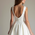 Elegant White Mini Short Wedding Dress with a Sheer Lace Back for a Touch of Romance New Satin white