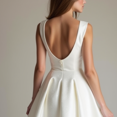 Elegant White Mini Short Wedding Dress with a Sheer Lace Back for a Touch of Romance New Satin white