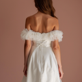 Romantic White Mini Short Wedding Dress with Sheer Sleeves for a Delicate and Feminine Touch New Satin white