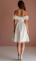 Romantic White Mini Short Wedding Dress with Sheer Sleeves for a Delicate and Feminine Touch New Satin white