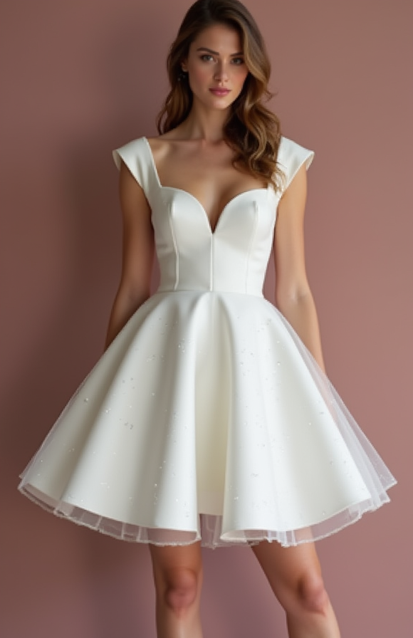 Glamorous White Mini Short Wedding Dress with Beaded Straps for Extra Sparkle New Satin white