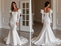 Sexy White Mermaid Wedding Dress with a Scalloped Lace Hem for a Unique Look backless New Satin white
