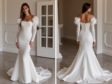 Sexy White Mermaid Wedding Dress with a Scalloped Lace Hem for a Unique Look backless New Satin white