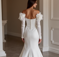 Sexy White Mermaid Wedding Dress with a Scalloped Lace Hem for a Unique Look backless New Satin white