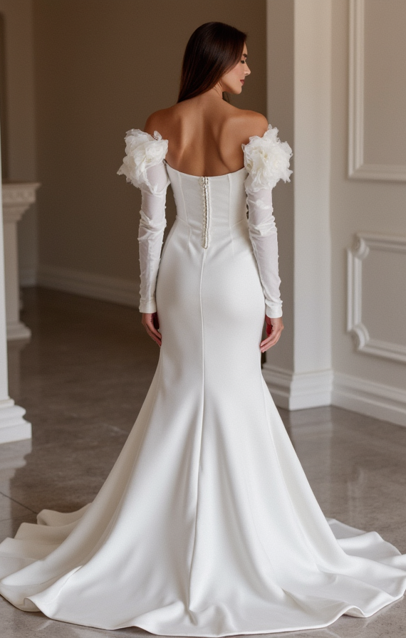 Sexy White Mermaid Wedding Dress with a Scalloped Lace Hem for a Unique Look backless New Satin white