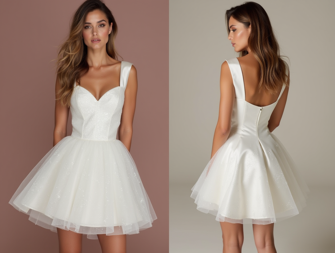 Stylish White Mini Short Wedding Dress with a Cowl Neckline for a Modern and Chic Look New Satin white