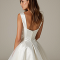 Stylish White Mini Short Wedding Dress with a Cowl Neckline for a Modern and Chic Look New Satin white