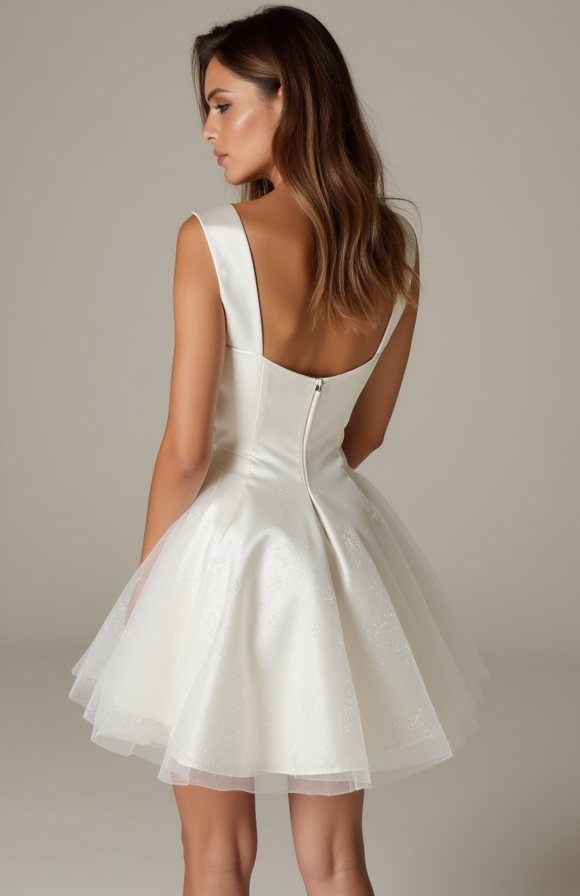 Stylish White Mini Short Wedding Dress with a Cowl Neckline for a Modern and Chic Look New Satin white
