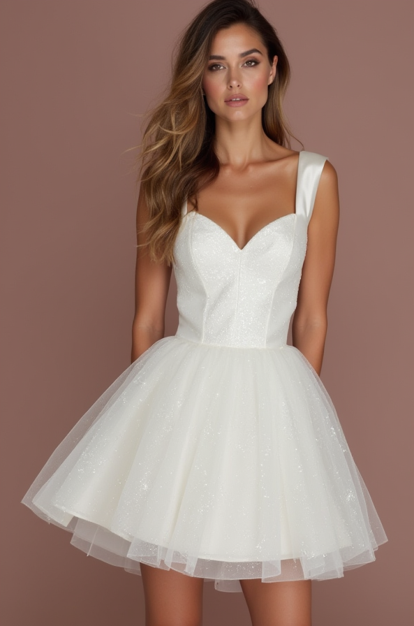 Stylish White Mini Short Wedding Dress with a Cowl Neckline for a Modern and Chic Look New Satin white
