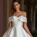 Sexy White Mini Short Wedding Dress with a Corset Bodice for a Flattering and Sultry Look New Satin white