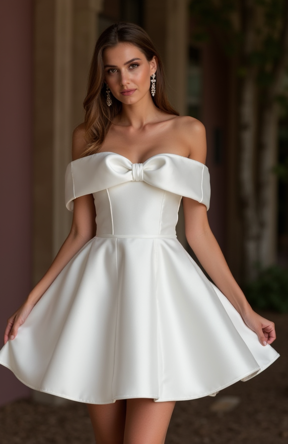 Sexy White Mini Short Wedding Dress with a Corset Bodice for a Flattering and Sultry Look New Satin white