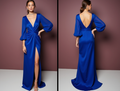 Ultra-Modern Blue Evening Dress & Prom Gown with Geometric Patterns blue New Satin