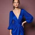 Ultra-Modern Blue Evening Dress & Prom Gown with Geometric Patterns blue New Satin