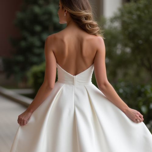 Boho White Mini Short Wedding Dress with Floral Embroidery for a Whimsical Bridal Look New Satin white