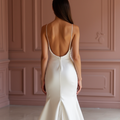 Mermaid White Wedding Dress with Crystal Details for a Sparkling Bridal Moment backless New Satin white