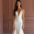 Mermaid White Wedding Dress with Crystal Details for a Sparkling Bridal Moment backless New Satin white