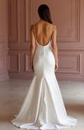 Mermaid White Wedding Dress with Crystal Details for a Sparkling Bridal Moment backless New Satin white
