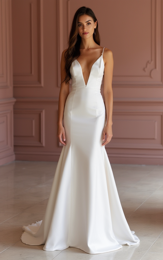 Mermaid White Wedding Dress with Crystal Details for a Sparkling Bridal Moment backless New Satin white