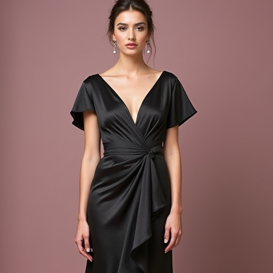 Black Wedding Prom Dress with Sparkling Details for a Bold Look black New Satin split