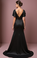 Black Wedding Prom Dress with Sparkling Details for a Bold Look black New Satin split