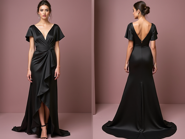 Black Wedding Prom Dress with Sparkling Details for a Bold Look black New Satin split