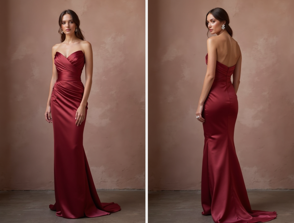 Classic Red Evening Dress & Prom Dress with Empire Waist for a Flowy Look New red Satin