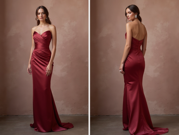 Classic Red Evening Dress & Prom Dress with Empire Waist for a Flowy Look New red Satin