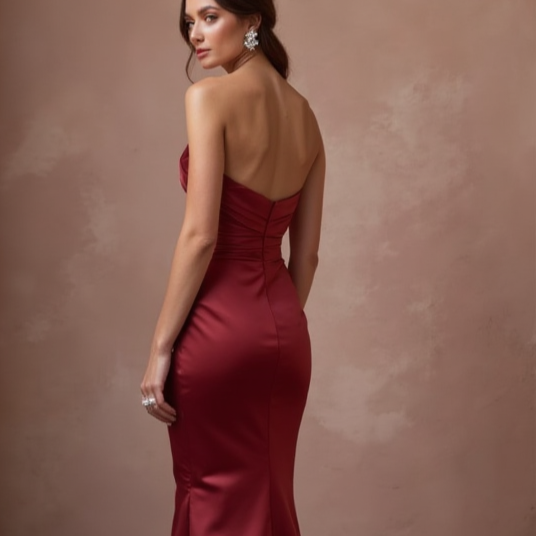 Classic Red Evening Dress & Prom Dress with Empire Waist for a Flowy Look New red Satin