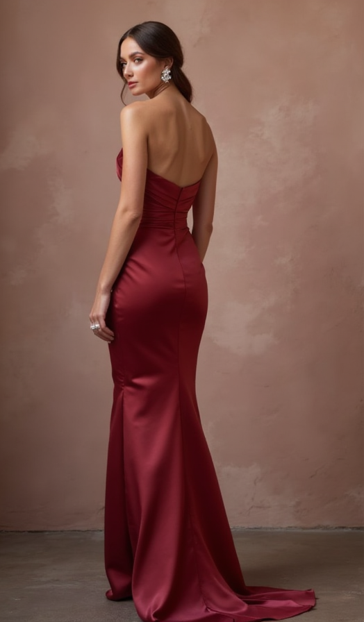 Classic Red Evening Dress & Prom Dress with Empire Waist for a Flowy Look New red Satin