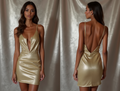 Modern Gold Evening Dress & Prom Dress with High-Low Tulle Layers gold New Satin