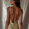 Modern Gold Evening Dress & Prom Dress with High-Low Tulle Layers gold New Satin