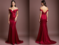 Flirty Red Evening Dress & Prom Dress with Ruffled Skirt and Deep Slit New red Satin