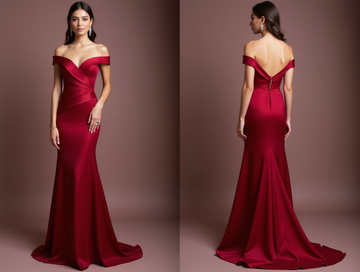 Flirty Red Evening Dress & Prom Dress with Ruffled Skirt and Deep Slit New red Satin