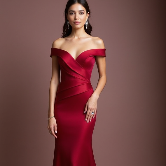 Flirty Red Evening Dress & Prom Dress with Ruffled Skirt and Deep Slit New red Satin