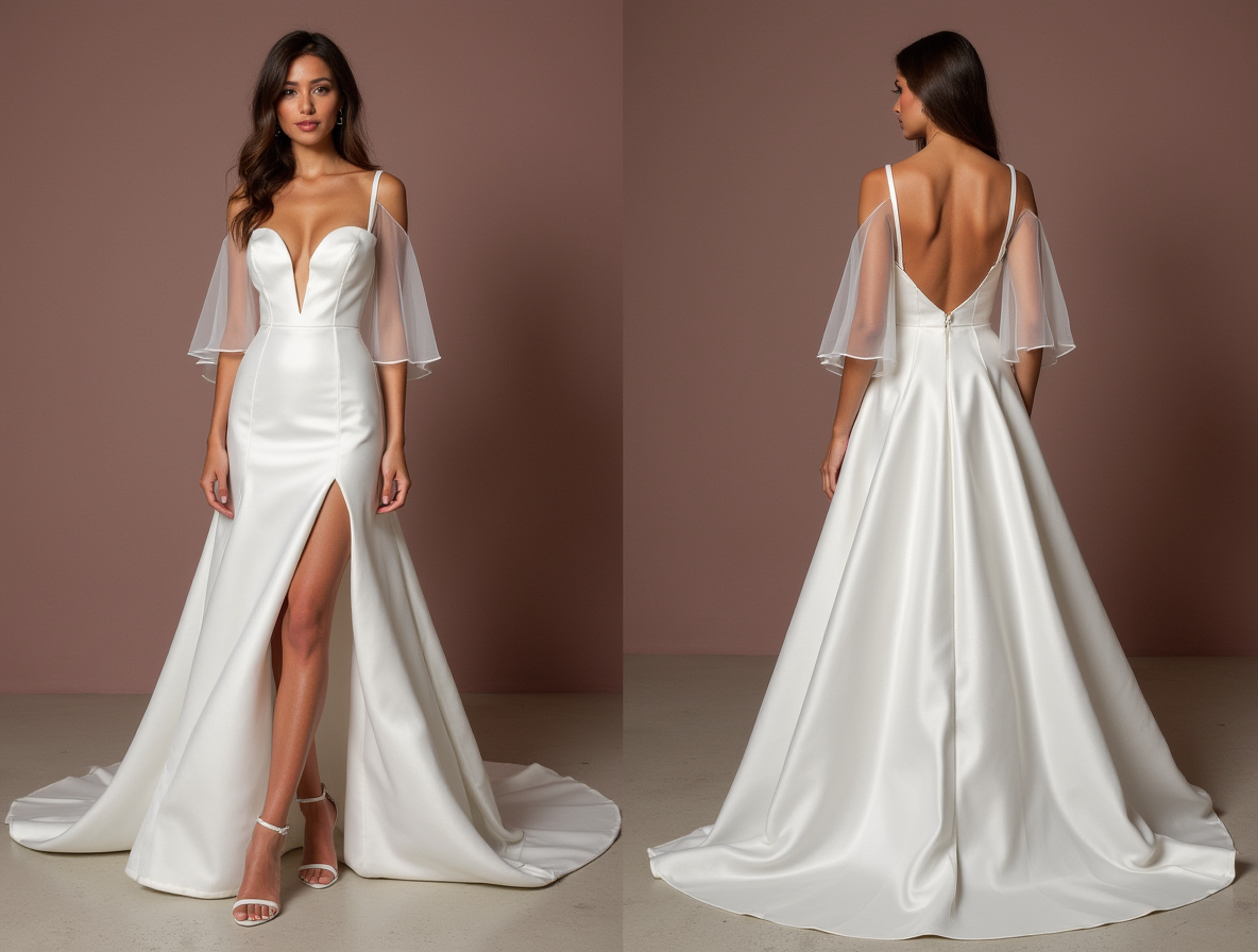 White Fairytale Princess Wedding Gown with a Stunning Train mesh New white