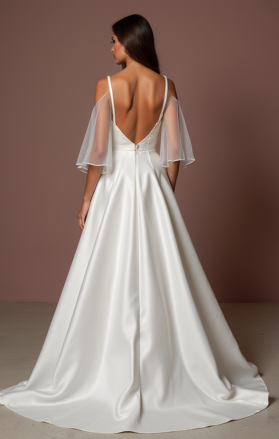 White Fairytale Princess Wedding Gown with a Stunning Train mesh New white