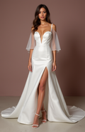 White Fairytale Princess Wedding Gown with a Stunning Train mesh New white