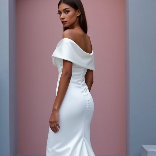 Stunning White Mermaid Wedding Dress with a Lace Bodice and Fitted Skirt New Satin white