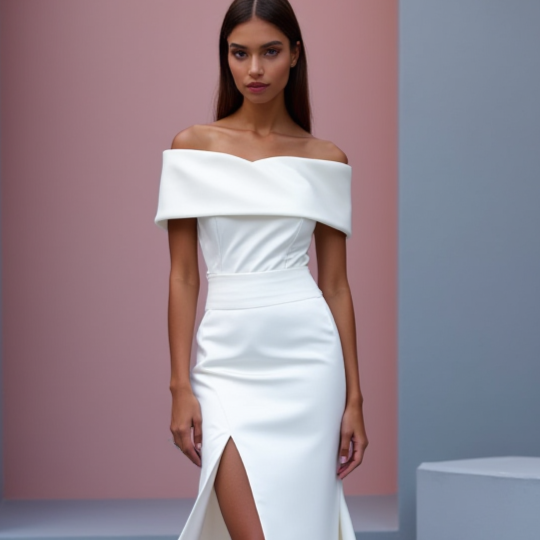 Stunning White Mermaid Wedding Dress with a Lace Bodice and Fitted Skirt New Satin white