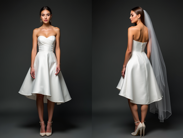 Chic White Mini Short Wedding Dress with a Deep V-Neckline for a Sexy and Sophisticated Look New Satin white