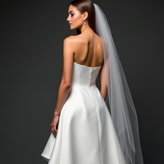 Chic White Mini Short Wedding Dress with a Deep V-Neckline for a Sexy and Sophisticated Look New Satin white